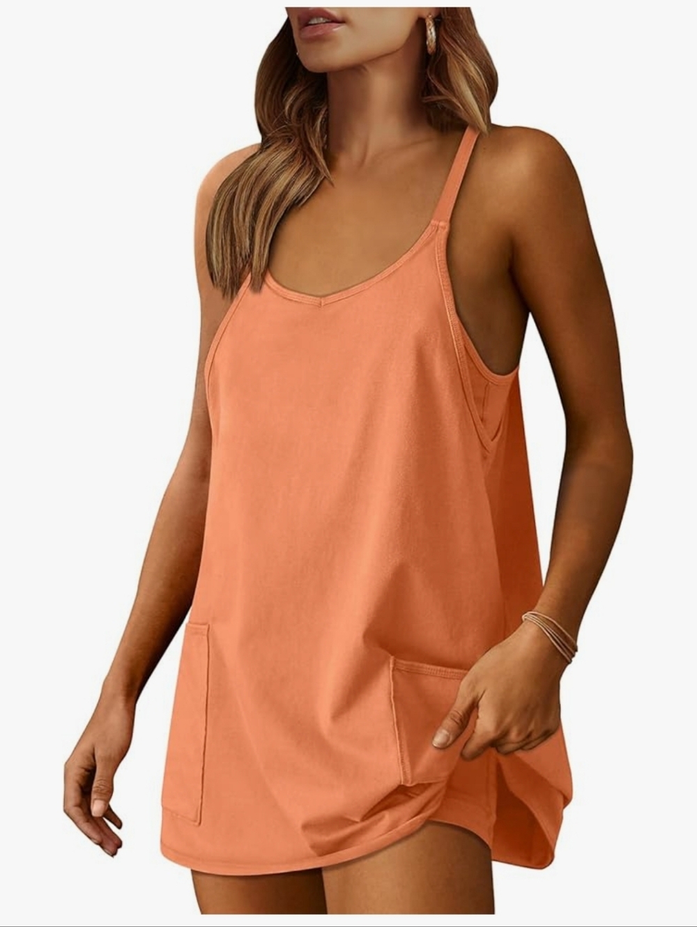 Orange Athletic Dress With Built In Shorts - Size Medium